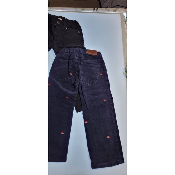Lot 4 Janie and Jack Boys Corduroy Pants Size 3 | Brown Navy Beige | Holiday Emb - Picture 13 of 15